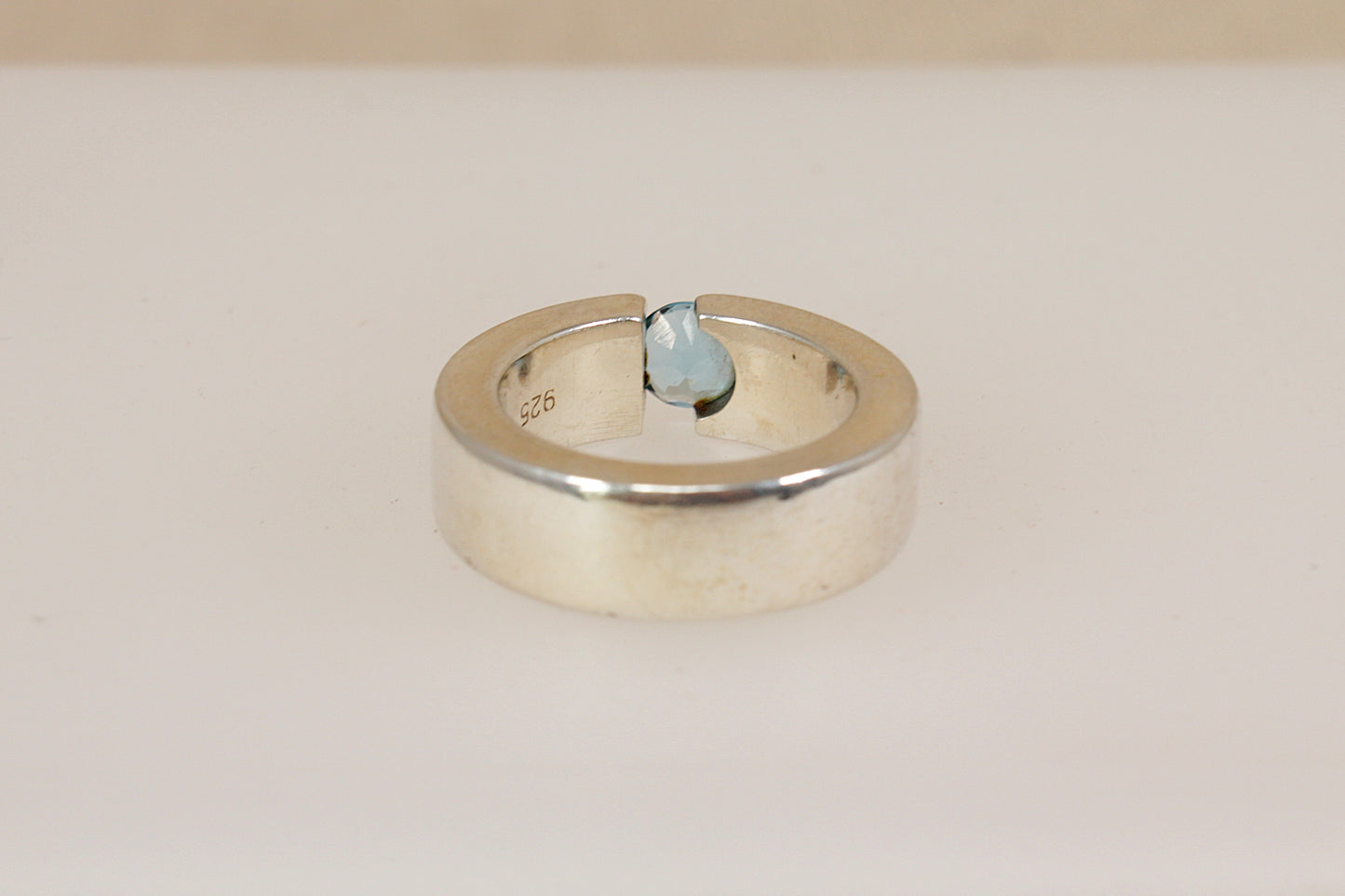 Silver Topaz Statement Band Ring