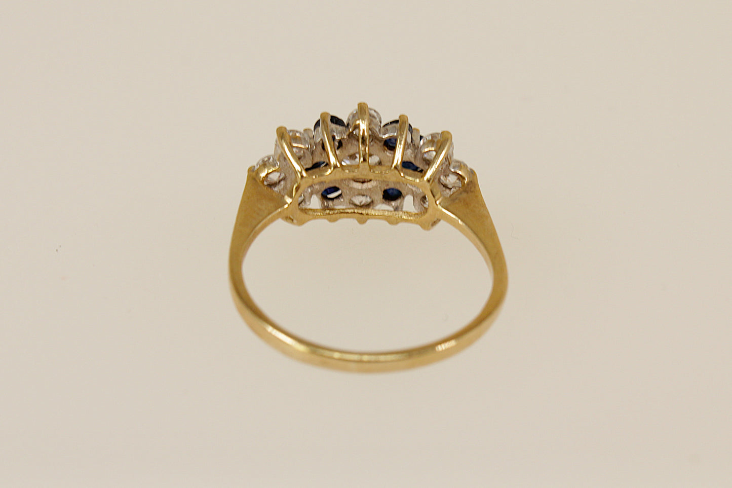 9ct Blue Sapphire and C Z Cluster Ring