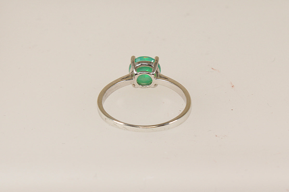Sterling Silver Green Mystic Crystal Solitaire Ring