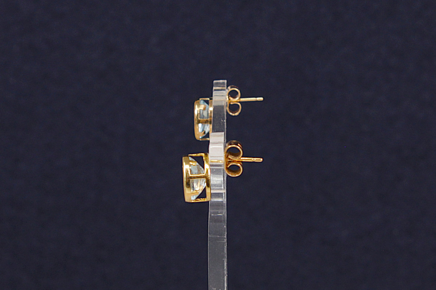Stylish 9ct Gold Blue Topaz Stud Earrings