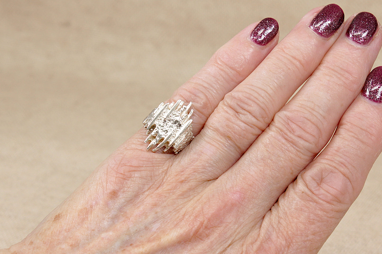 Vintage Sterling Silver Brutalist Statement Ring – Circa Late 1950s to Early 1960s
