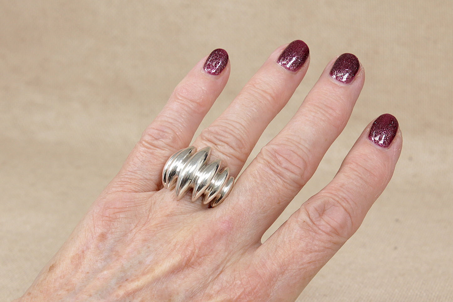 Stunning Vintage Sterling Silver Brutalist Statement Ring – of Danish Design, Georg Jensen Style – Circa 1960s