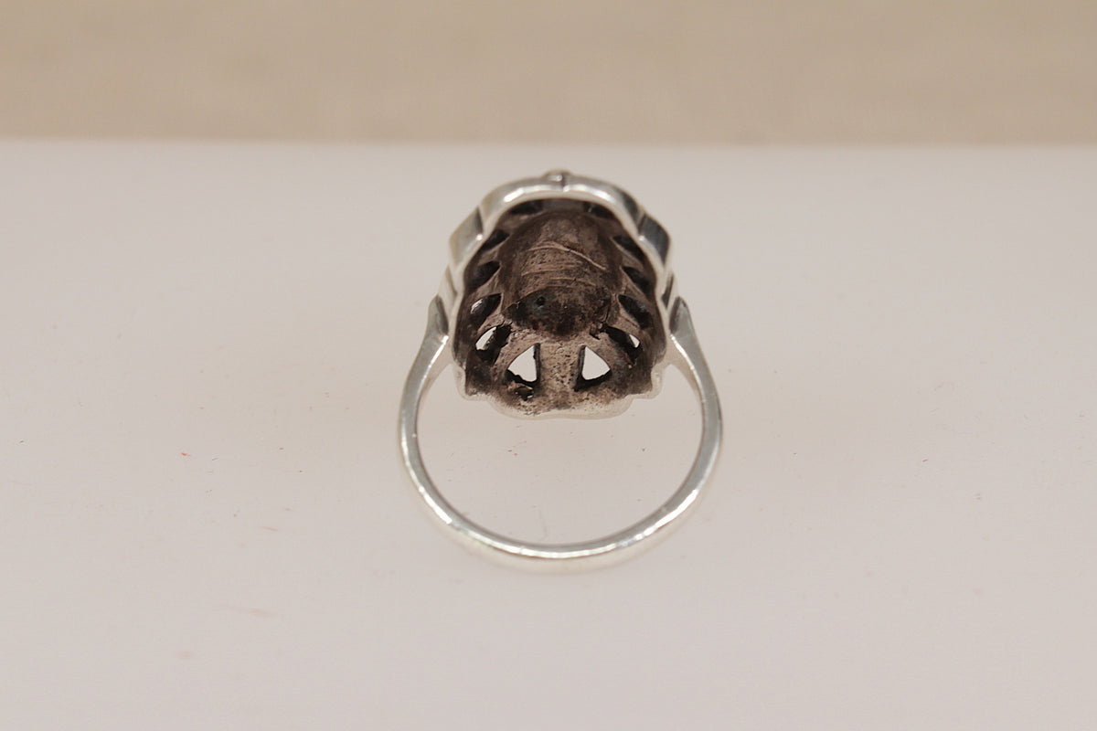 Art Deco Sterling Silver Marcasite Statement Ring