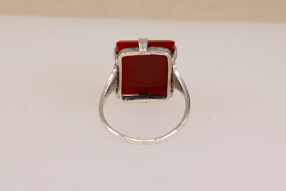 Stunning Art Deco Sterling Silver Carnelian Ring