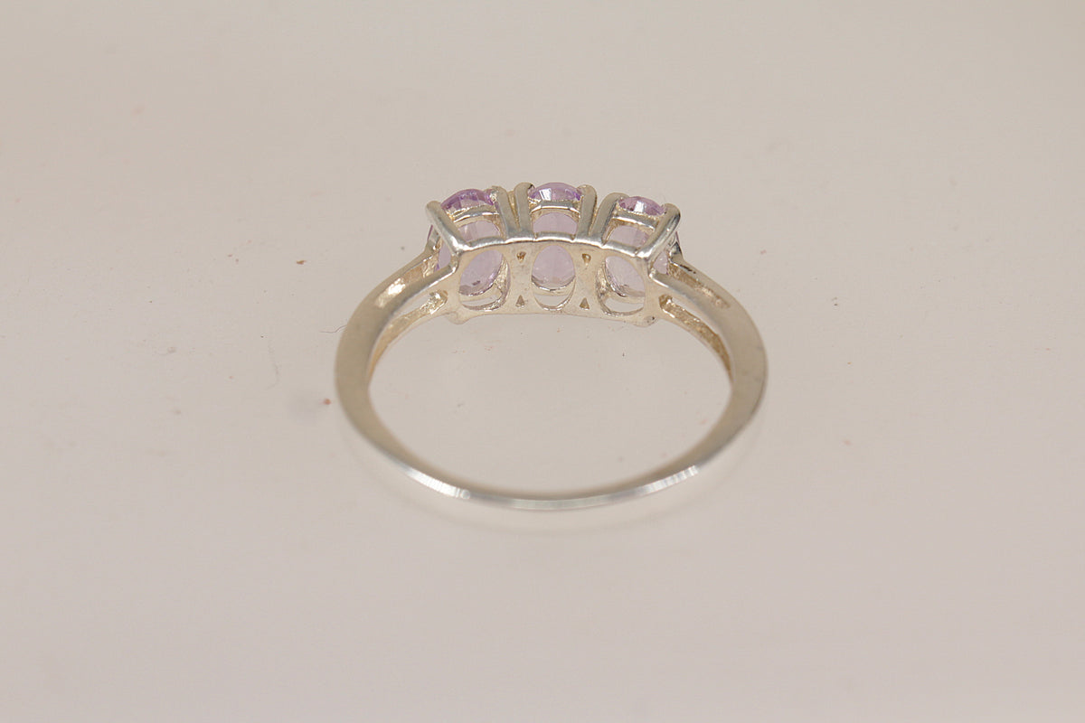 Classic Sterling Silver Amethyst ‘ Rose de France’ Trilogy Ring