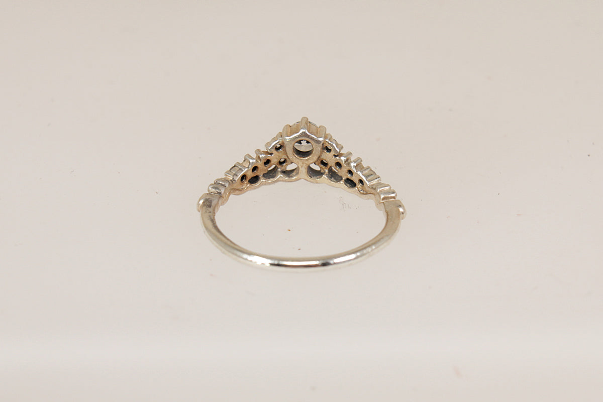 Silver Pandora Crystal Tiara Ring with Original Box