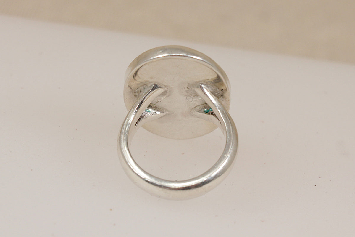 Large Sterling Silver & Blue Lace Agate Statement Ring