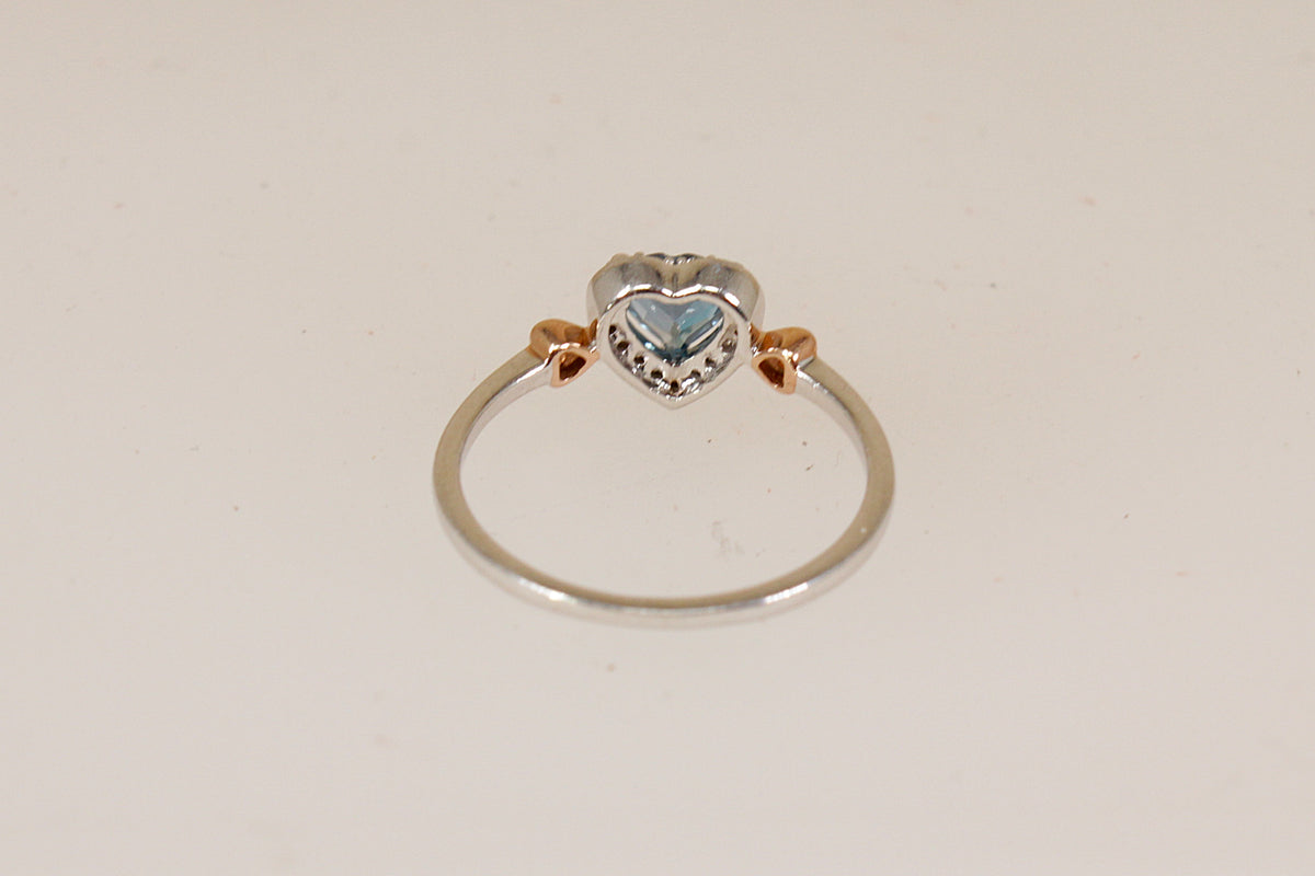 Sterling Silver London Blue Topaz & Diamond Heart Ring