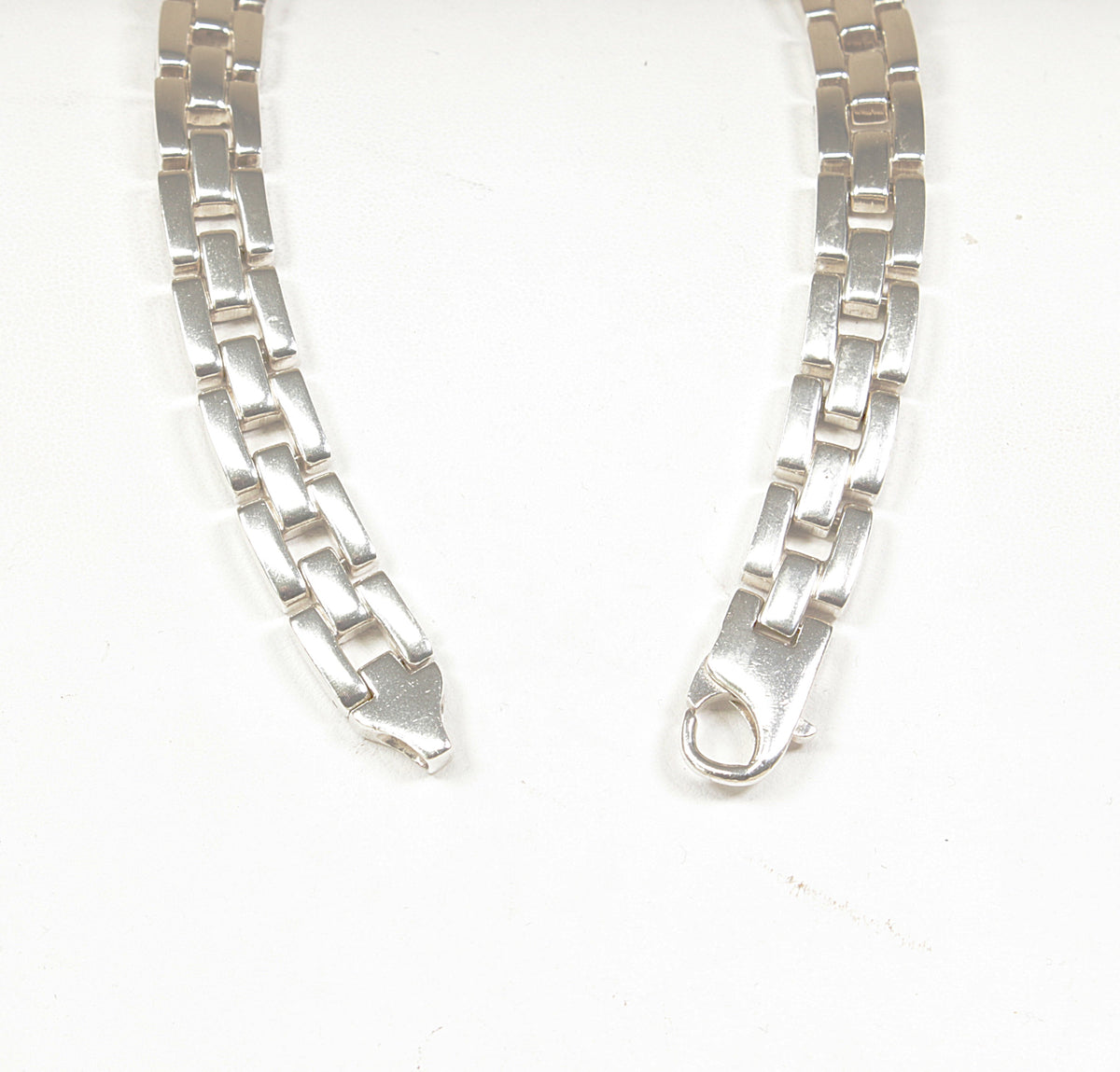 Stunning Heavy Vintage Sterling Silver Geometric Link Necklace