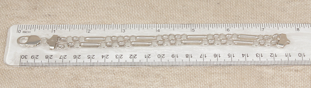 Beautiful Italian Sterling Silver Bracelet – Symmetrical Link Design 7¾"