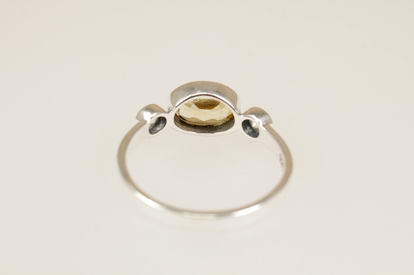 Silver Citrine & CZ Trilogy Ring