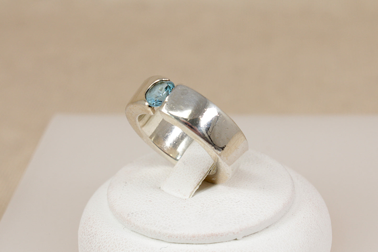 Silver Topaz Statement Band Ring