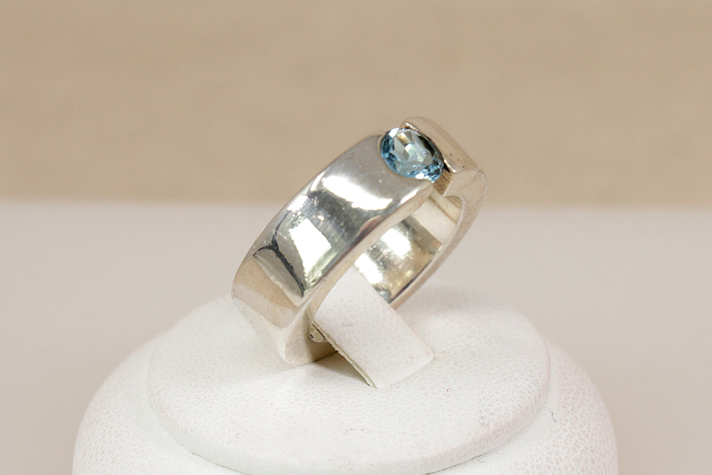 Silver Topaz Statement Band Ring