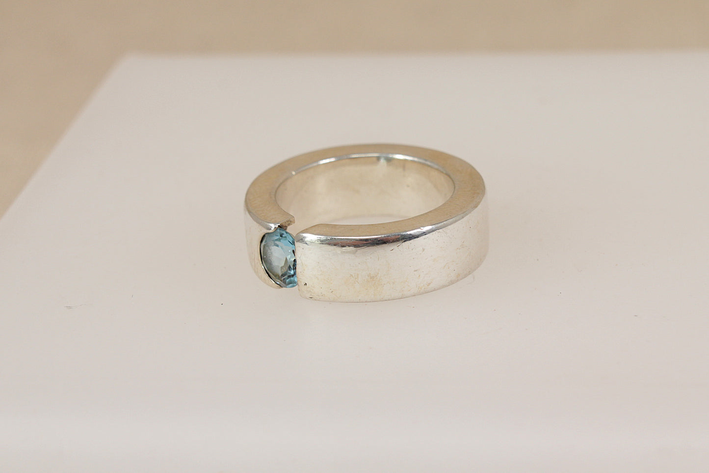 Silver Topaz Statement Band Ring