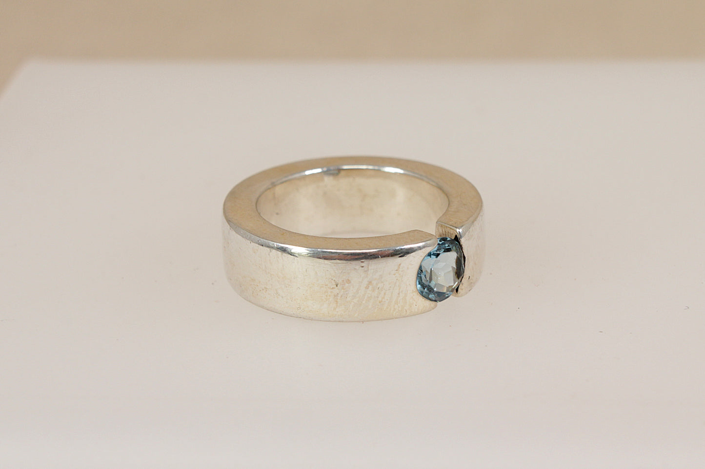 Silver Topaz Statement Band Ring
