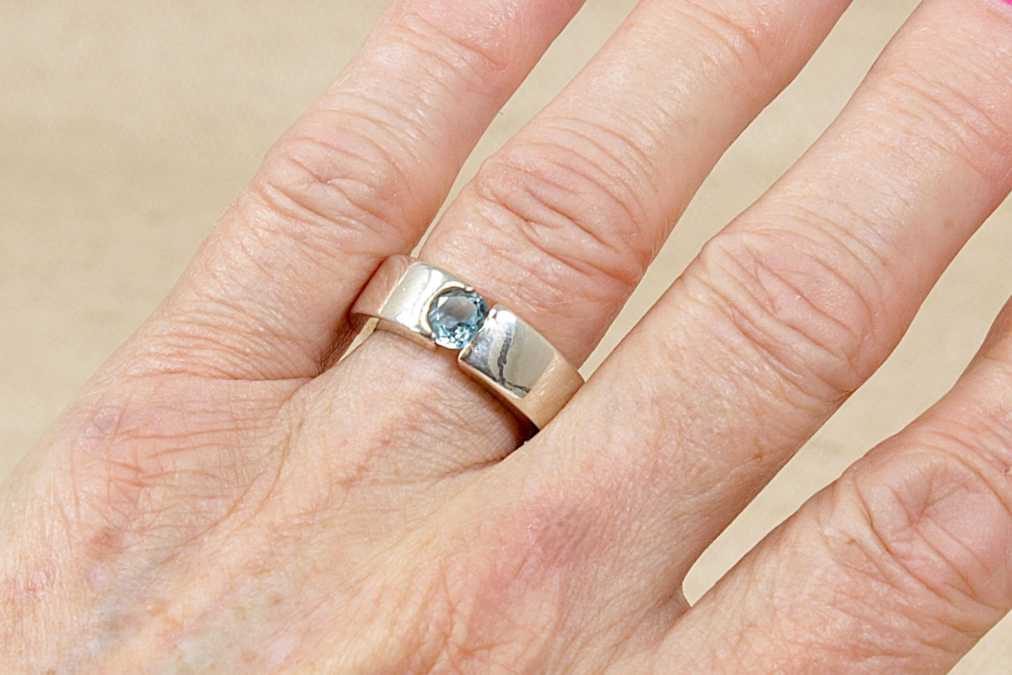 Silver Topaz Statement Band Ring