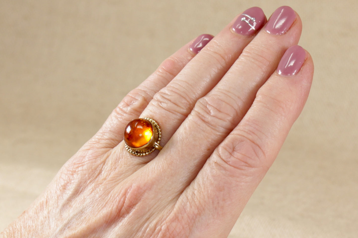 Vintage 8ct Amber Gold Ring