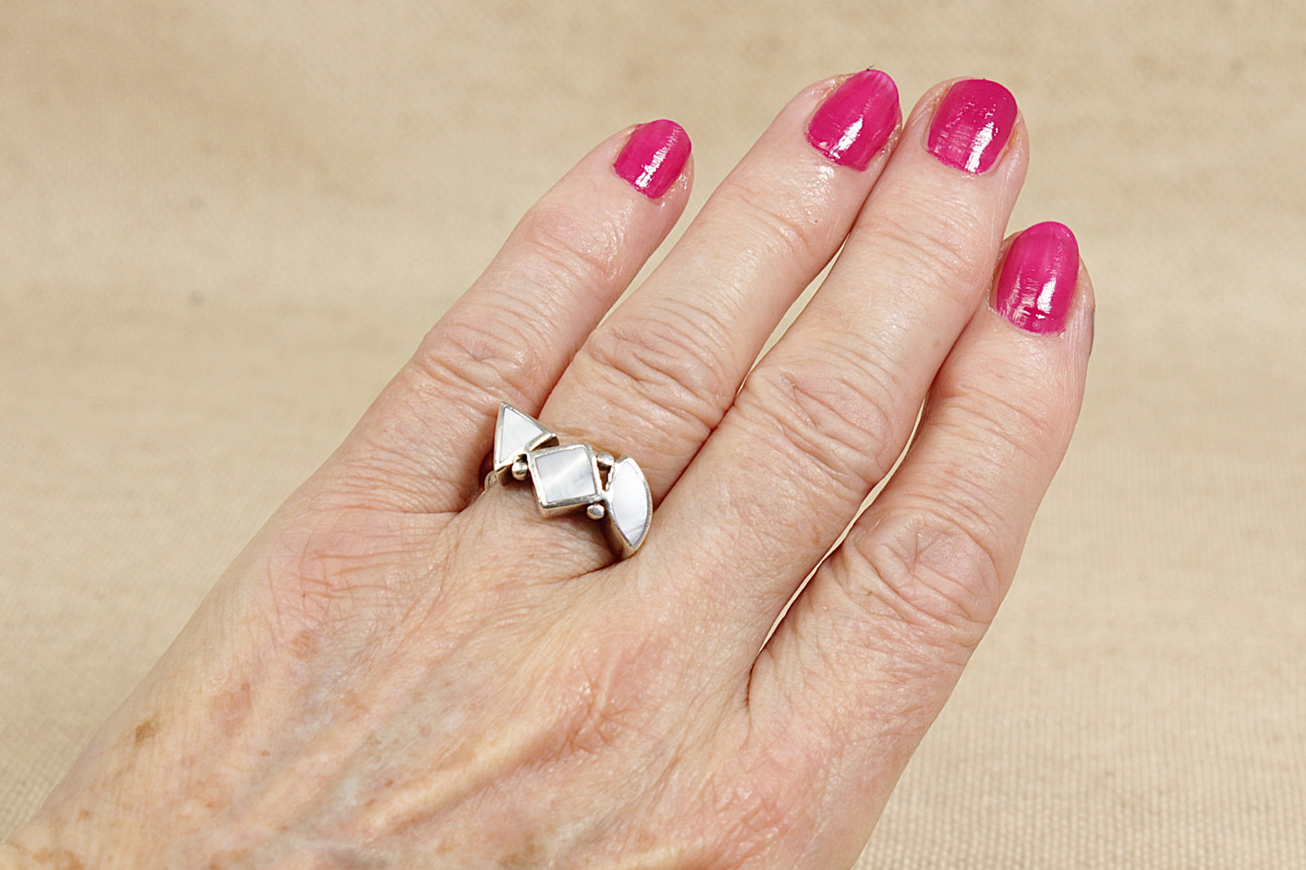 Silver Mother of Pearl Statement Ring