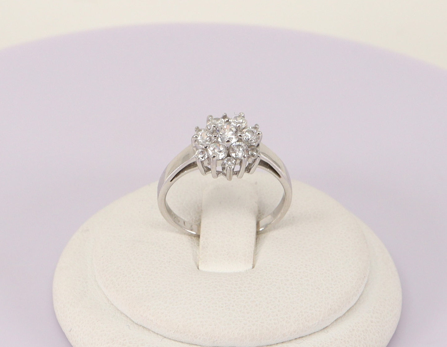 Silver Cubic Zirconia Cluster Ring