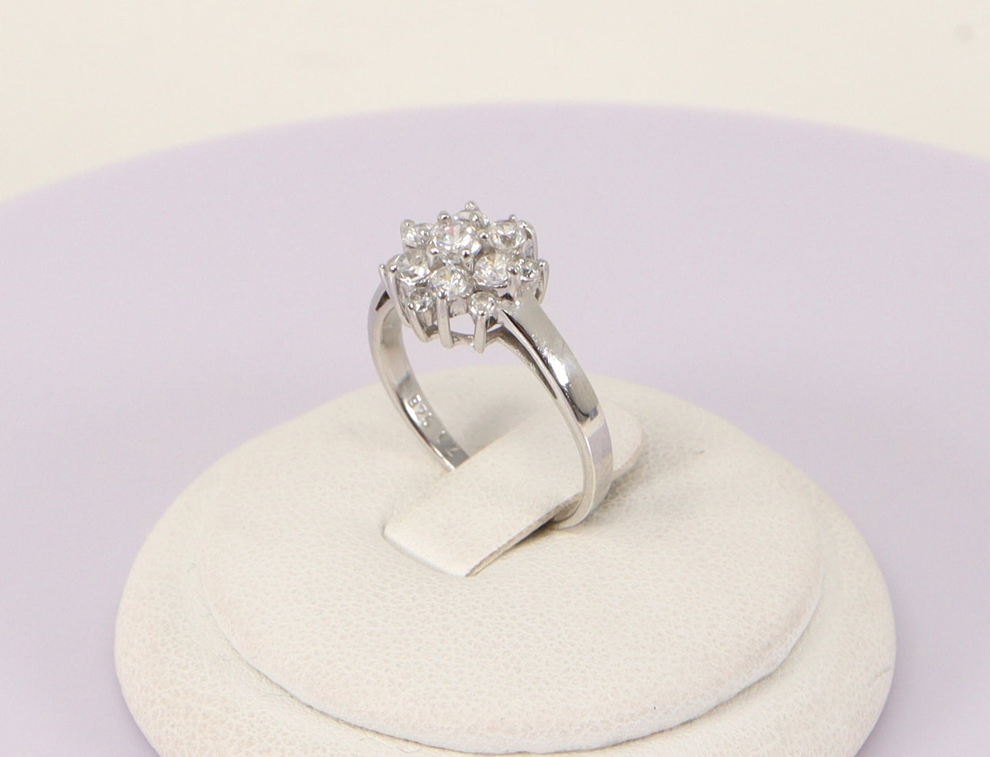 Silver Cubic Zirconia Cluster Ring