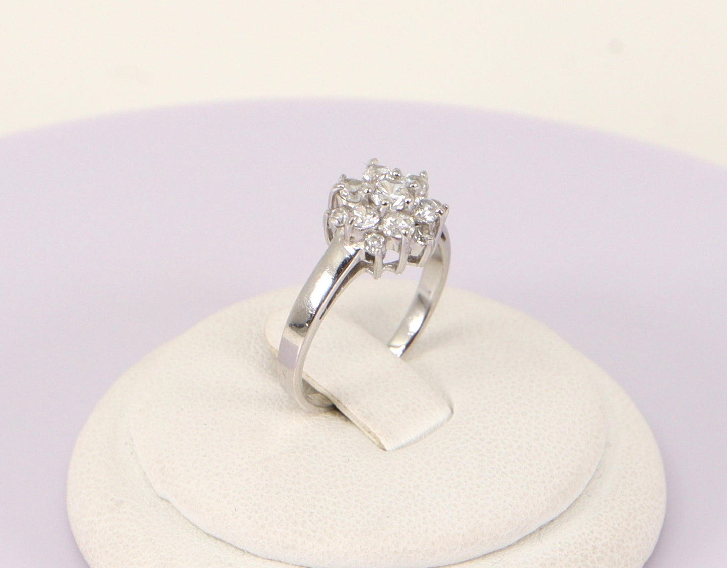 Silver Cubic Zirconia Cluster Ring