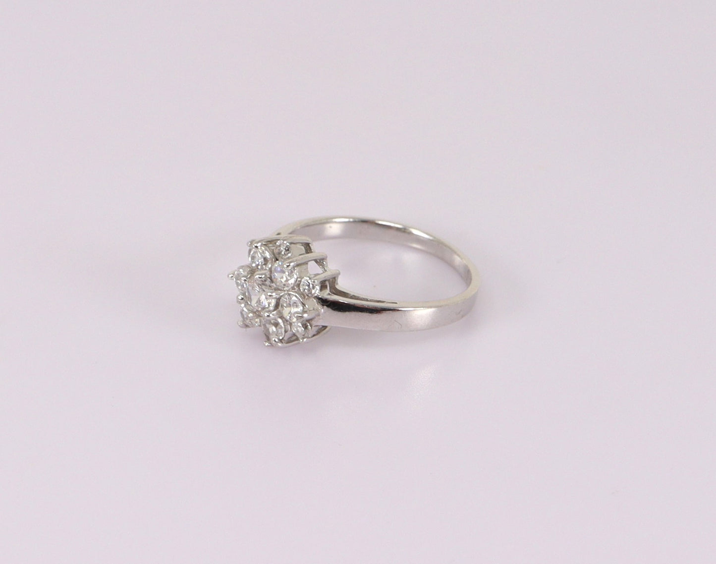 Silver Cubic Zirconia Cluster Ring