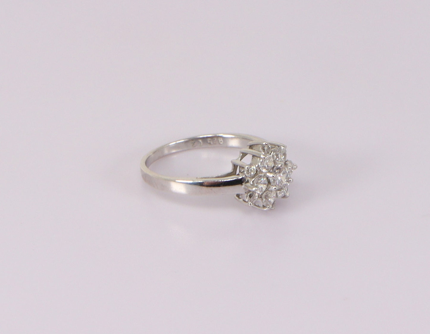 Silver Cubic Zirconia Cluster Ring