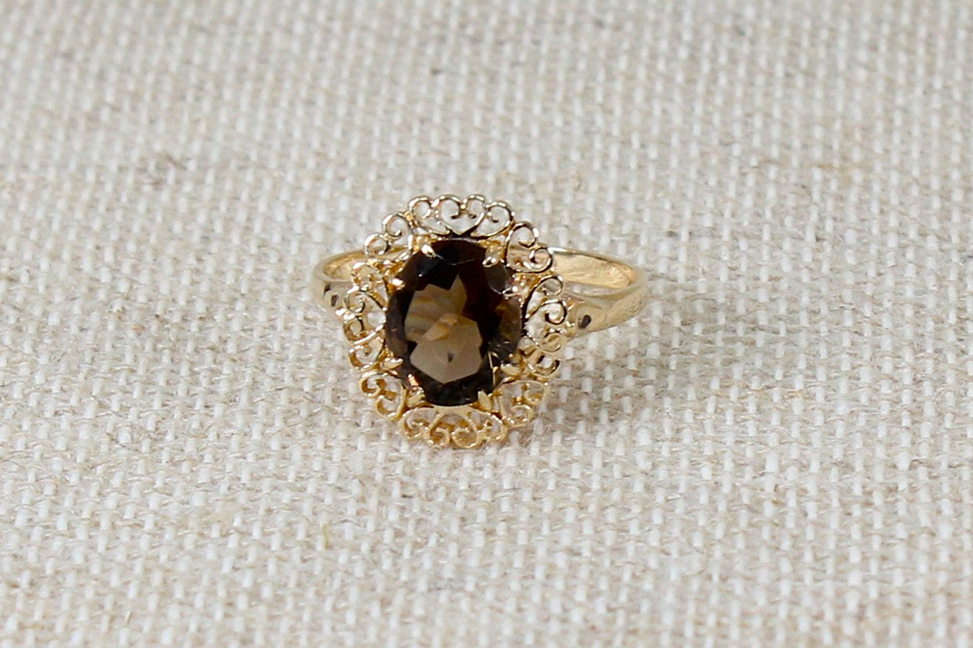 Vintage 9ct Smoky Quartz Ring