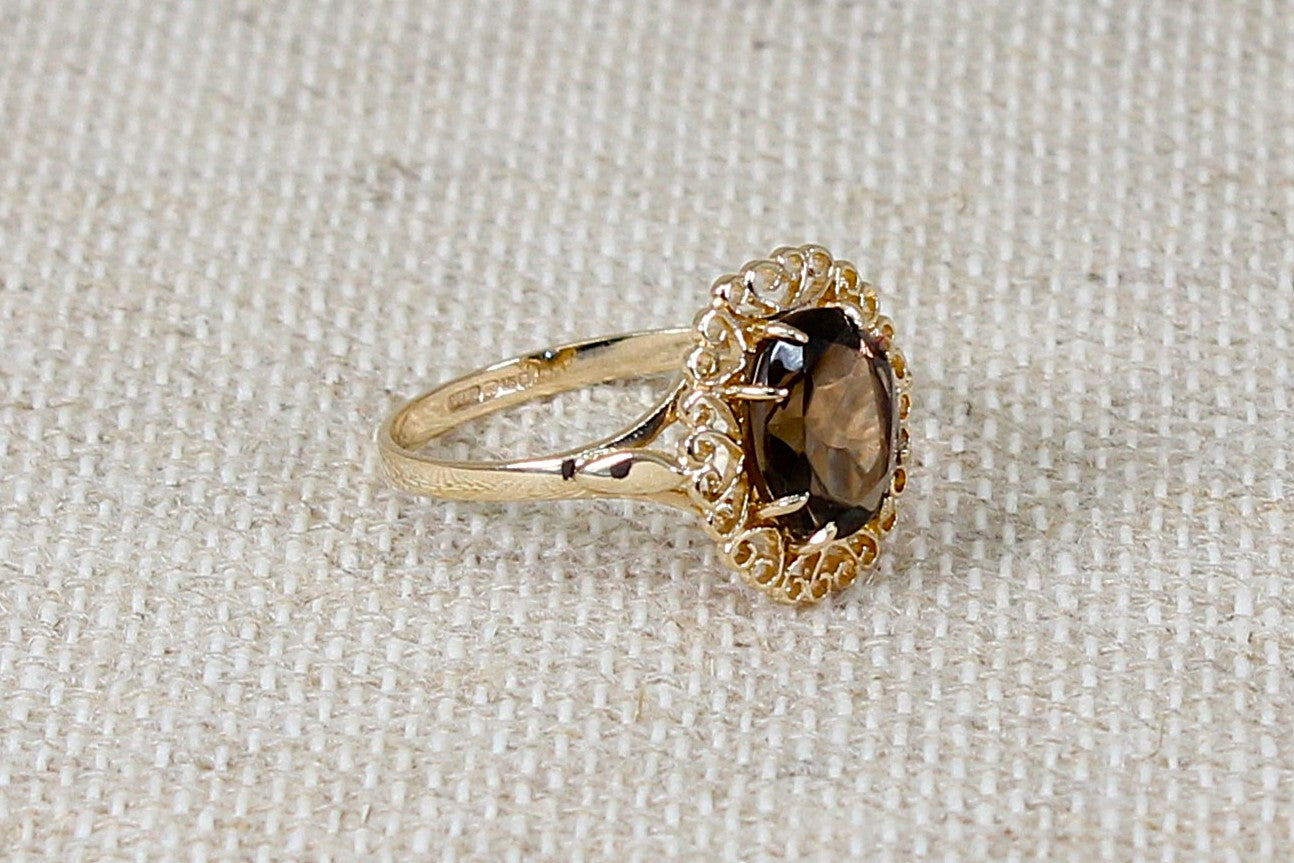 Vintage 9ct Smoky Quartz Ring