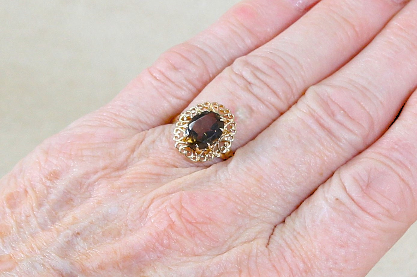 Vintage 9ct Smoky Quartz Ring