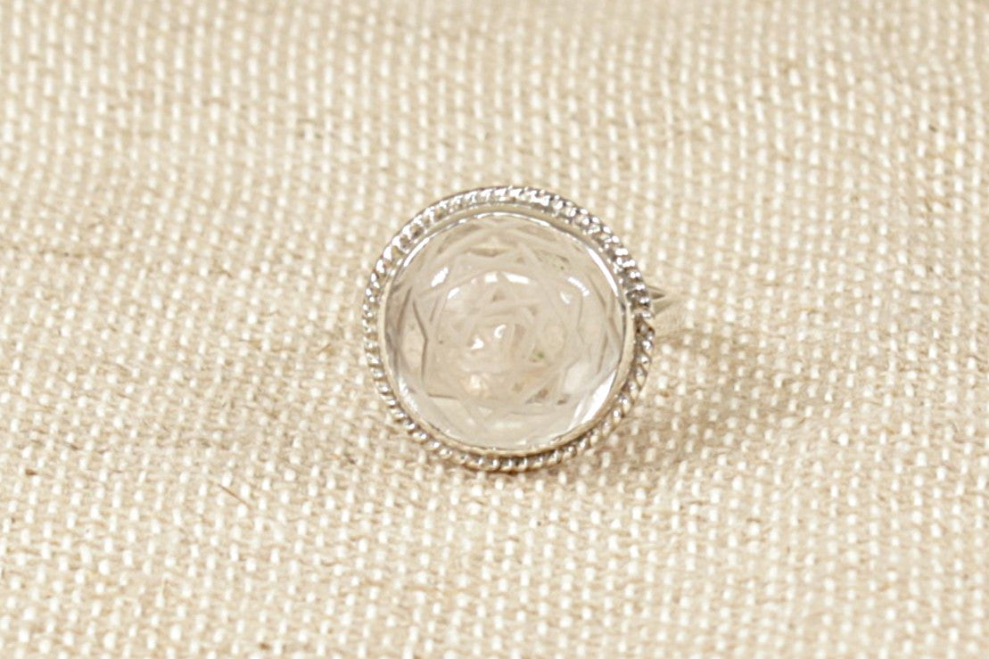 Silver Clear Quartz Solitaire Statement Rings