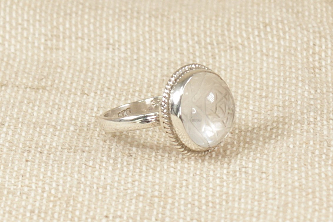 Silver Clear Quartz Solitaire Statement Rings