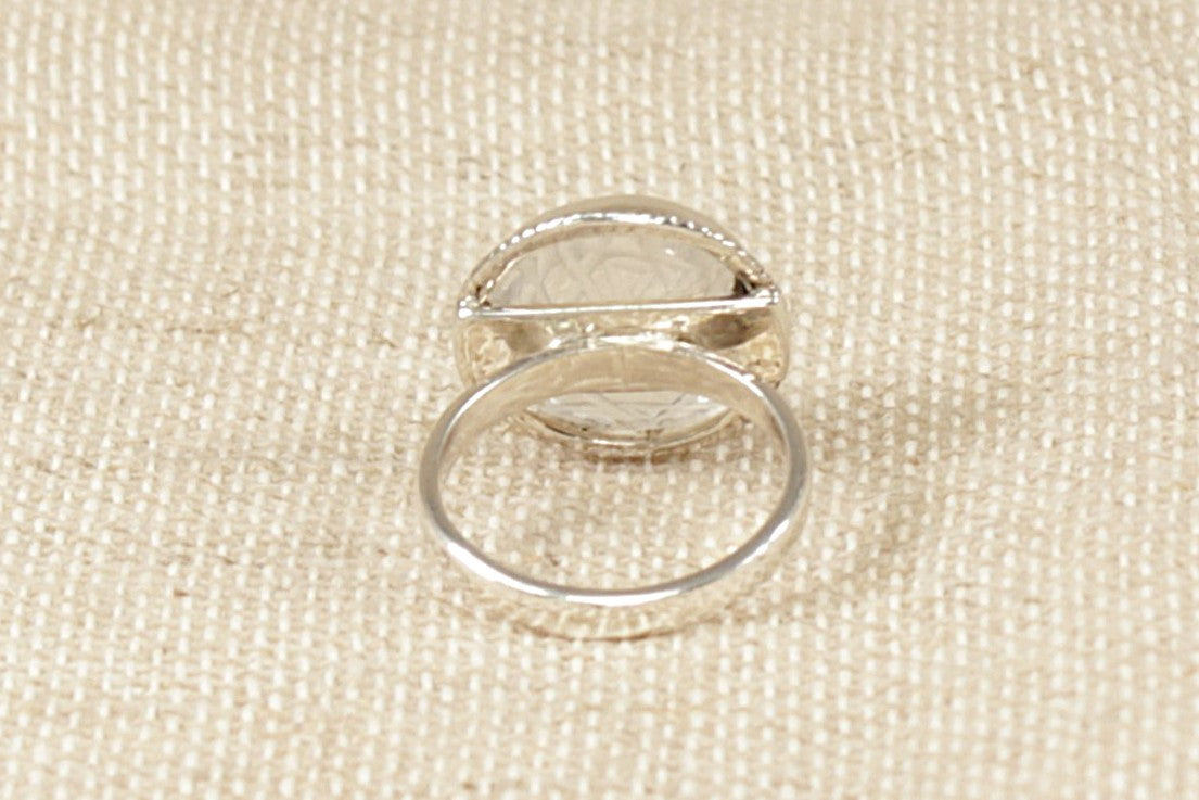Silver Clear Quartz Solitaire Statement Rings