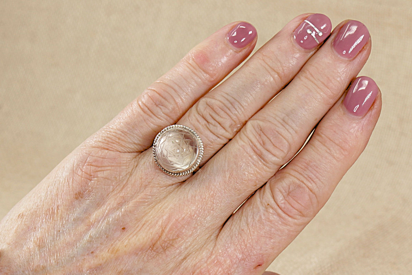 Silver Clear Quartz Solitaire Statement Rings