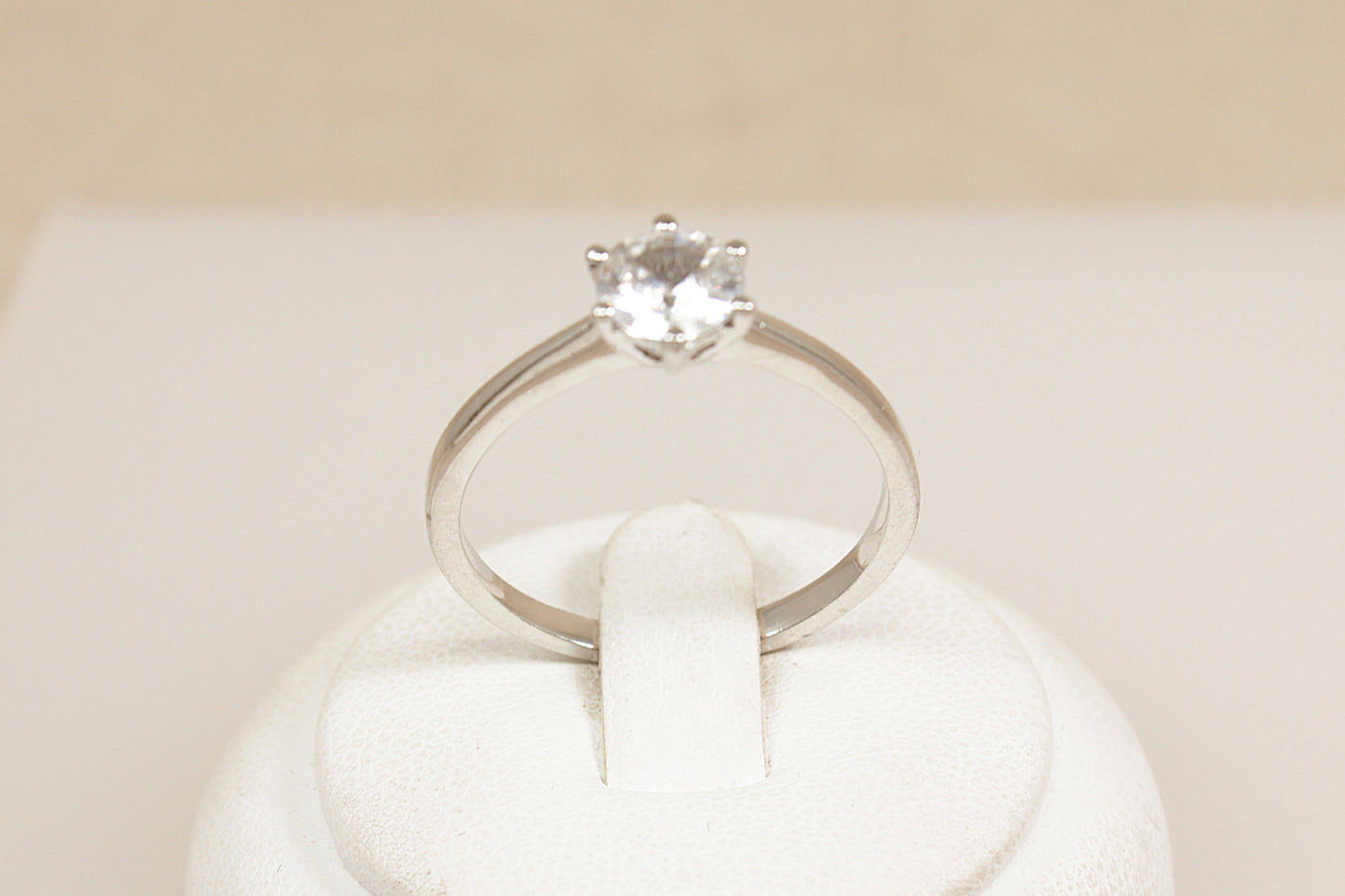 Silver CZ Crystal Solitaire Ring