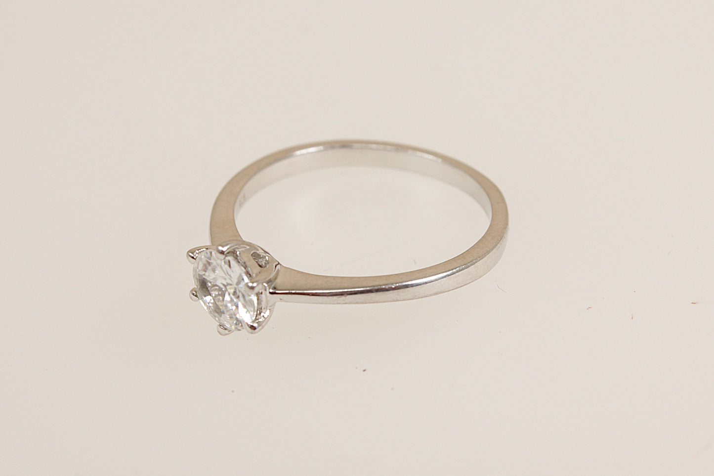Silver CZ Crystal Solitaire Ring