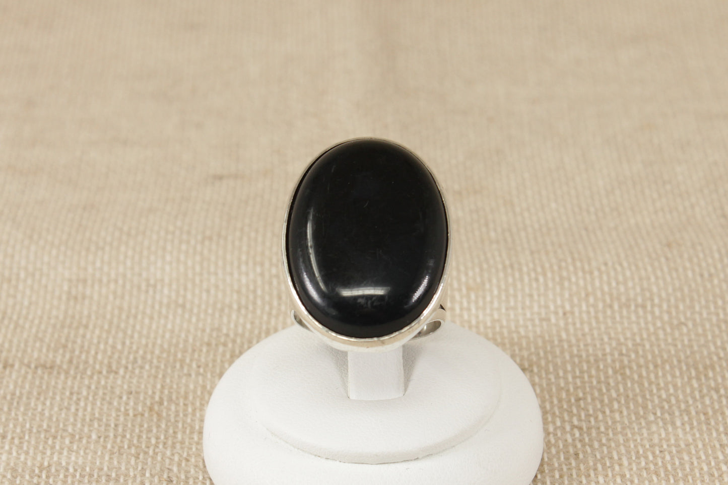 Vintage Silver Black Agate Statement Ring