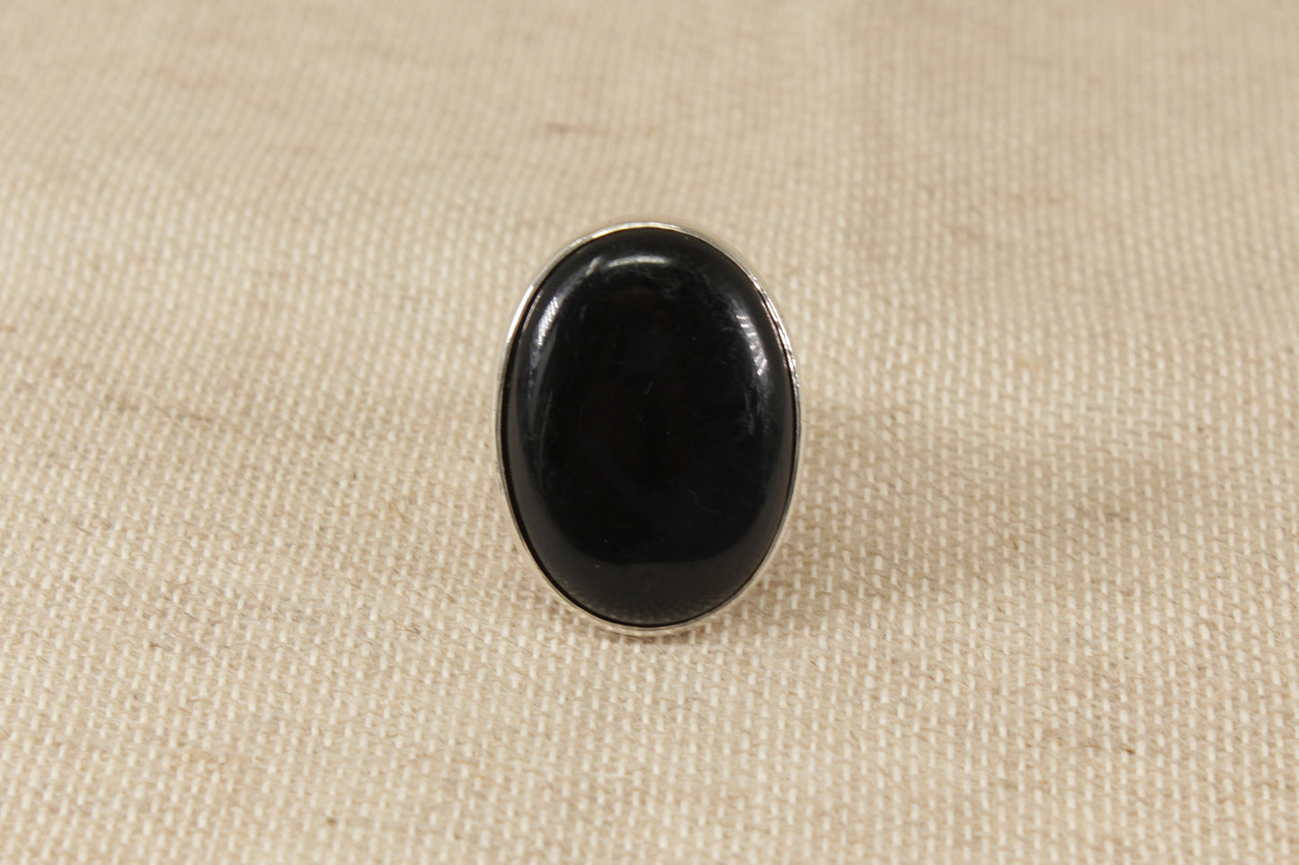 Vintage Silver Black Agate Statement Ring