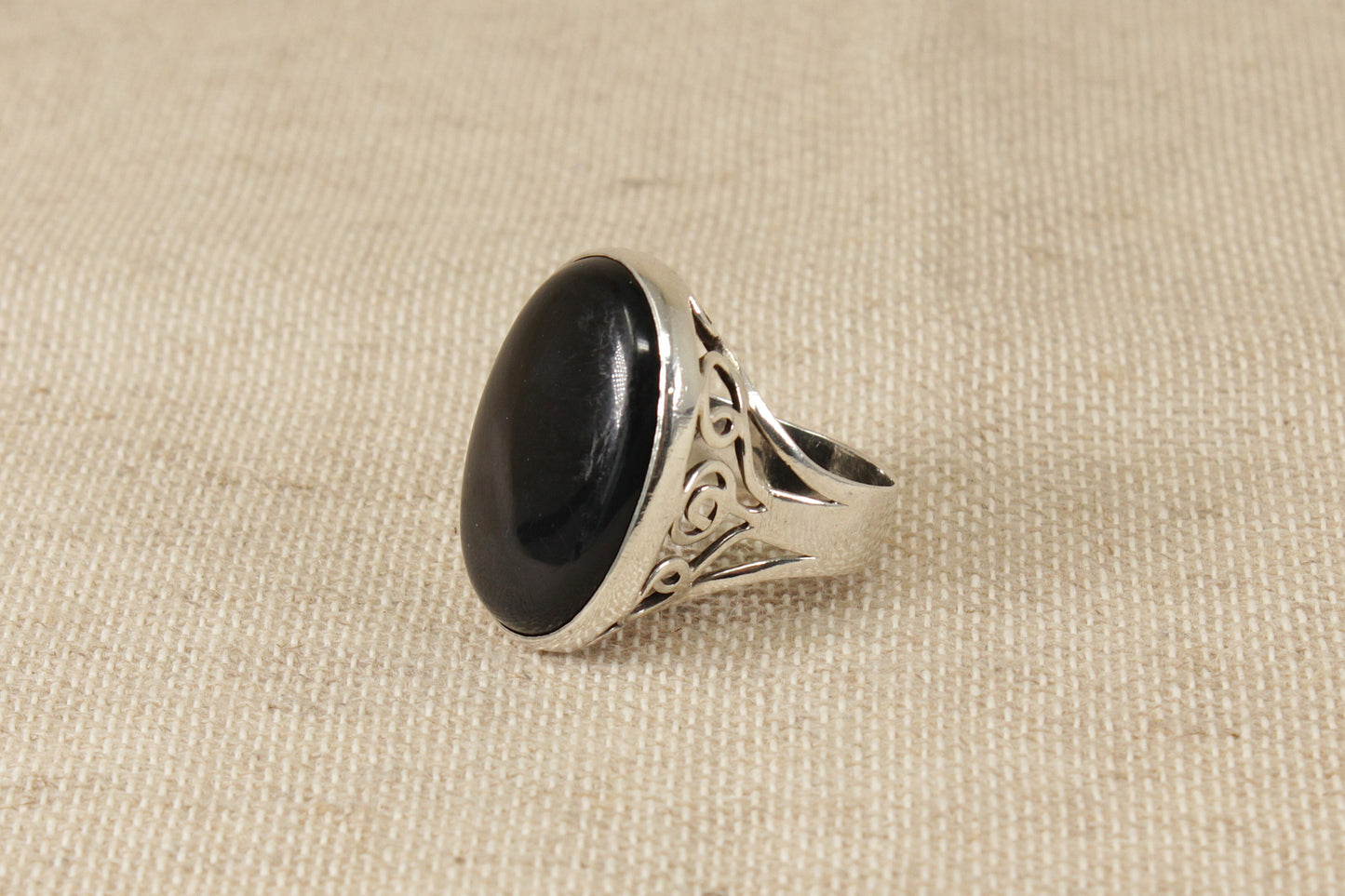 Vintage Silver Black Agate Statement Ring