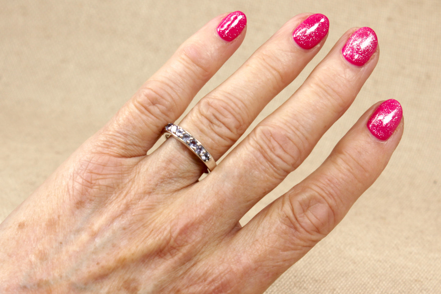 Sterling Silver Half Eternity Blue Iolite Ring
