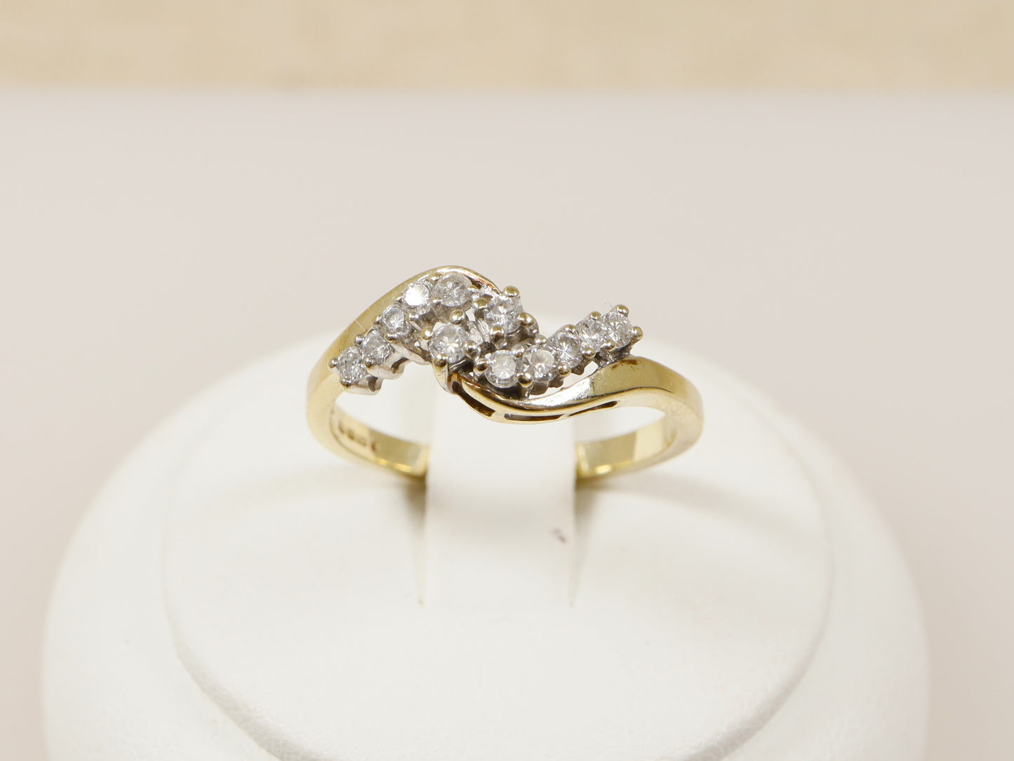9ct Gold Diamond Cluster Twist Ring