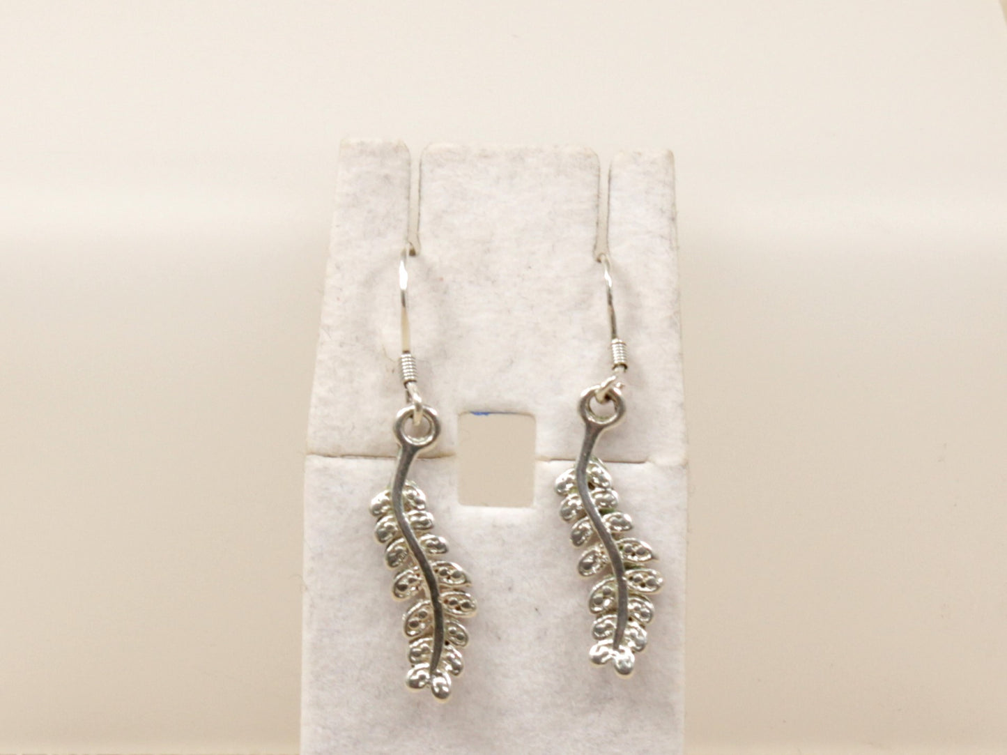 Sterling Silver Fern Leaf Drop Earrings