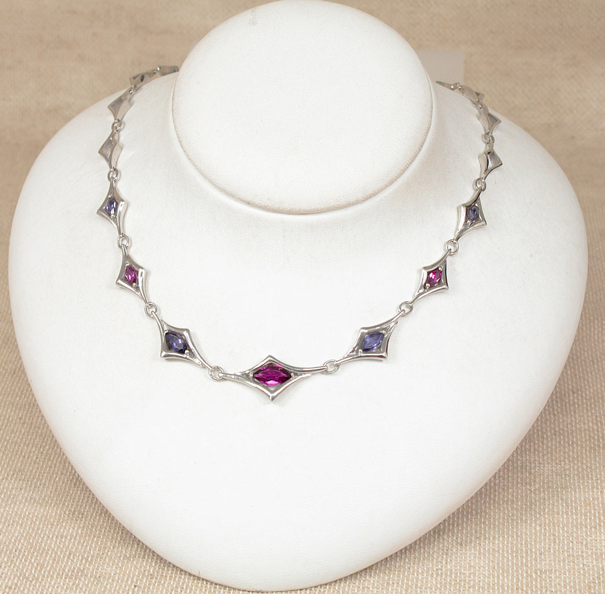 Silver, Amethyst and Blue Iolite Necklace