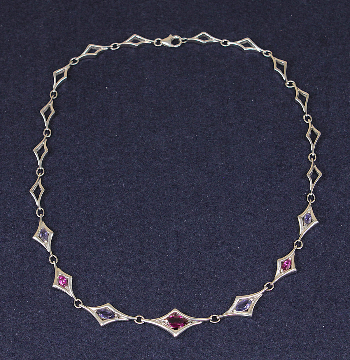 Silver, Amethyst and Blue Iolite Necklace