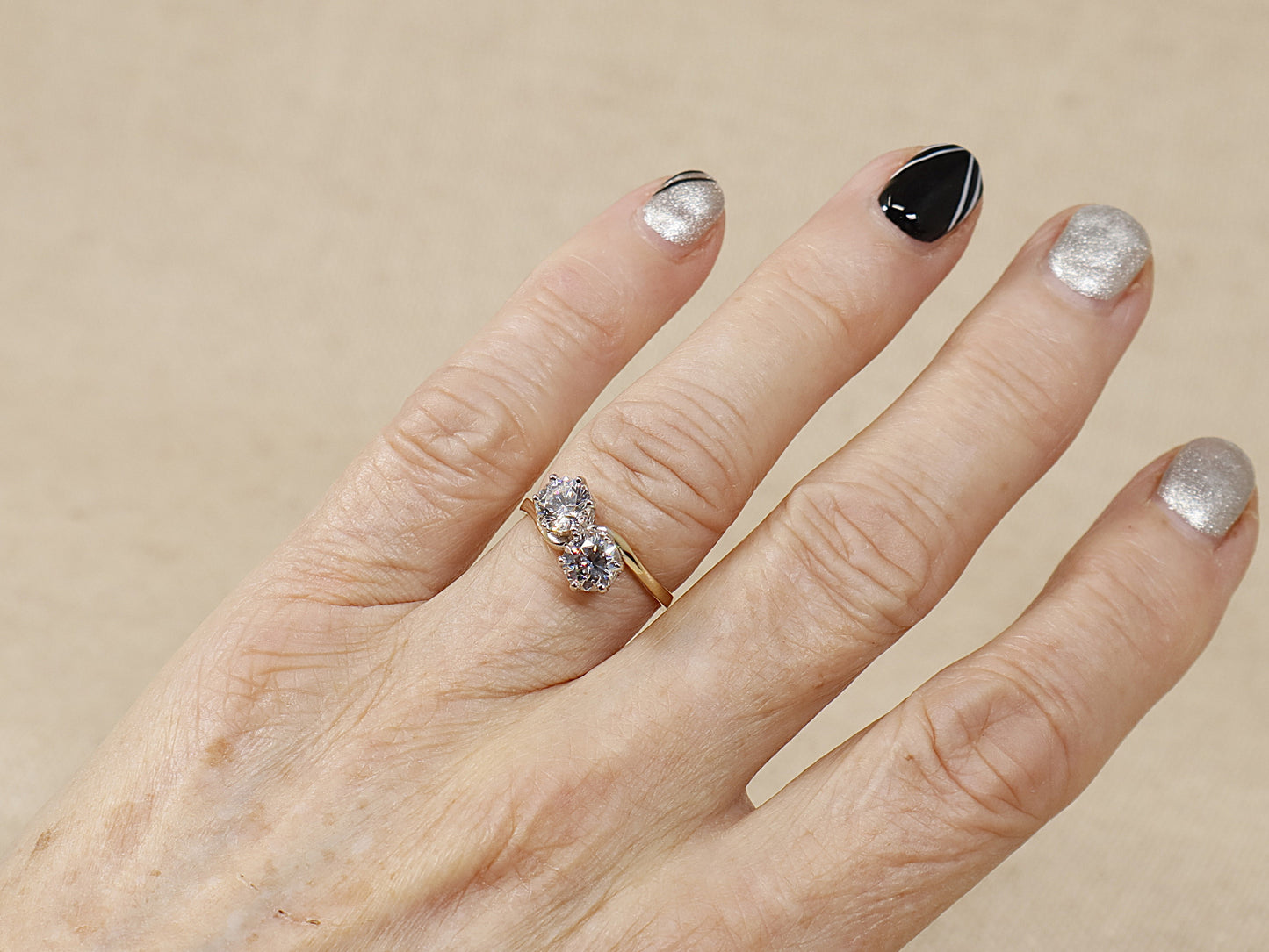 14ct Gold Cubic Zirconia Twist Ring