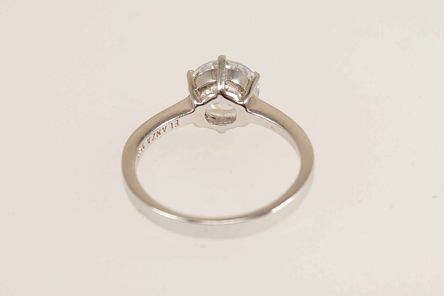 Silver Crystal Cubic Zirconia Solitaire Ring