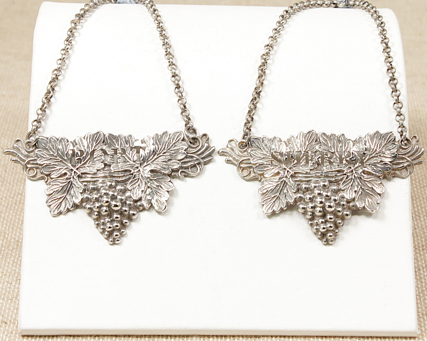 A Pair of William IV Antique Silver Decanter / Bottle Labels