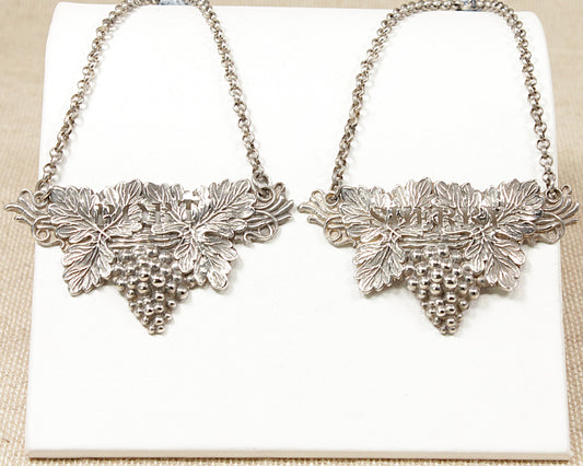 A Pair of William IV Antique Silver Decanter / Bottle Labels
