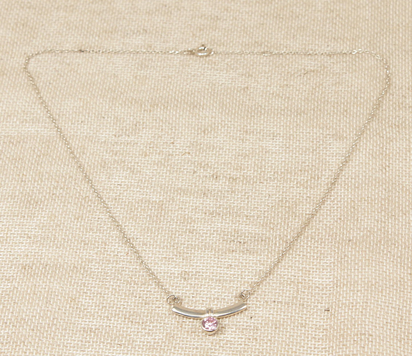 Silver Pink Crystal Necklet Necklace by Kit Heath