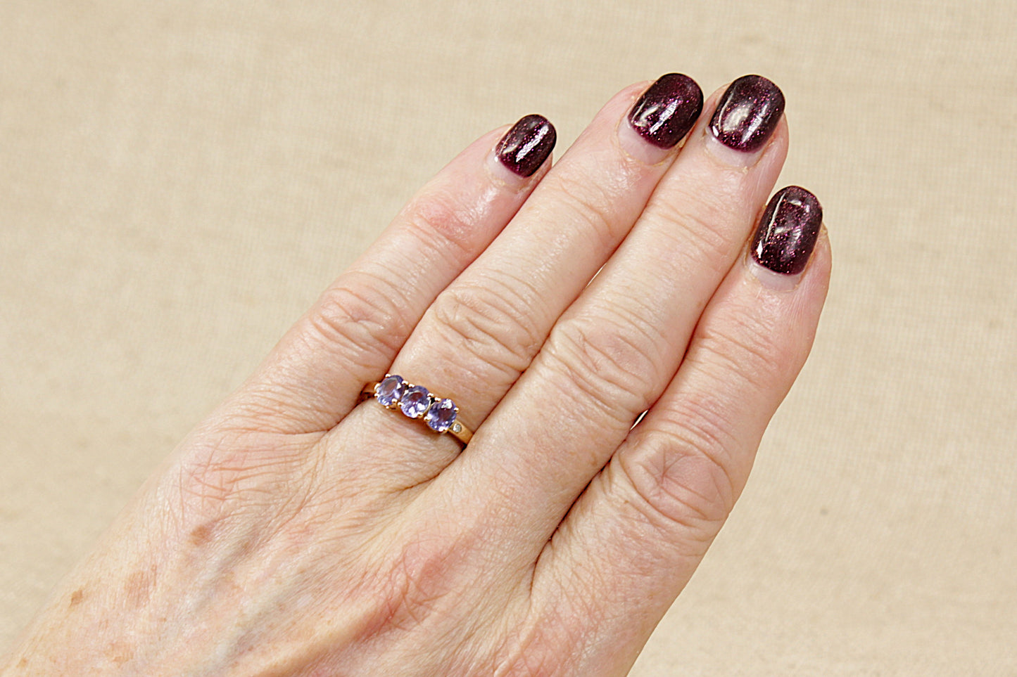 9ct Gold Blue Iolite Trilogy Ring